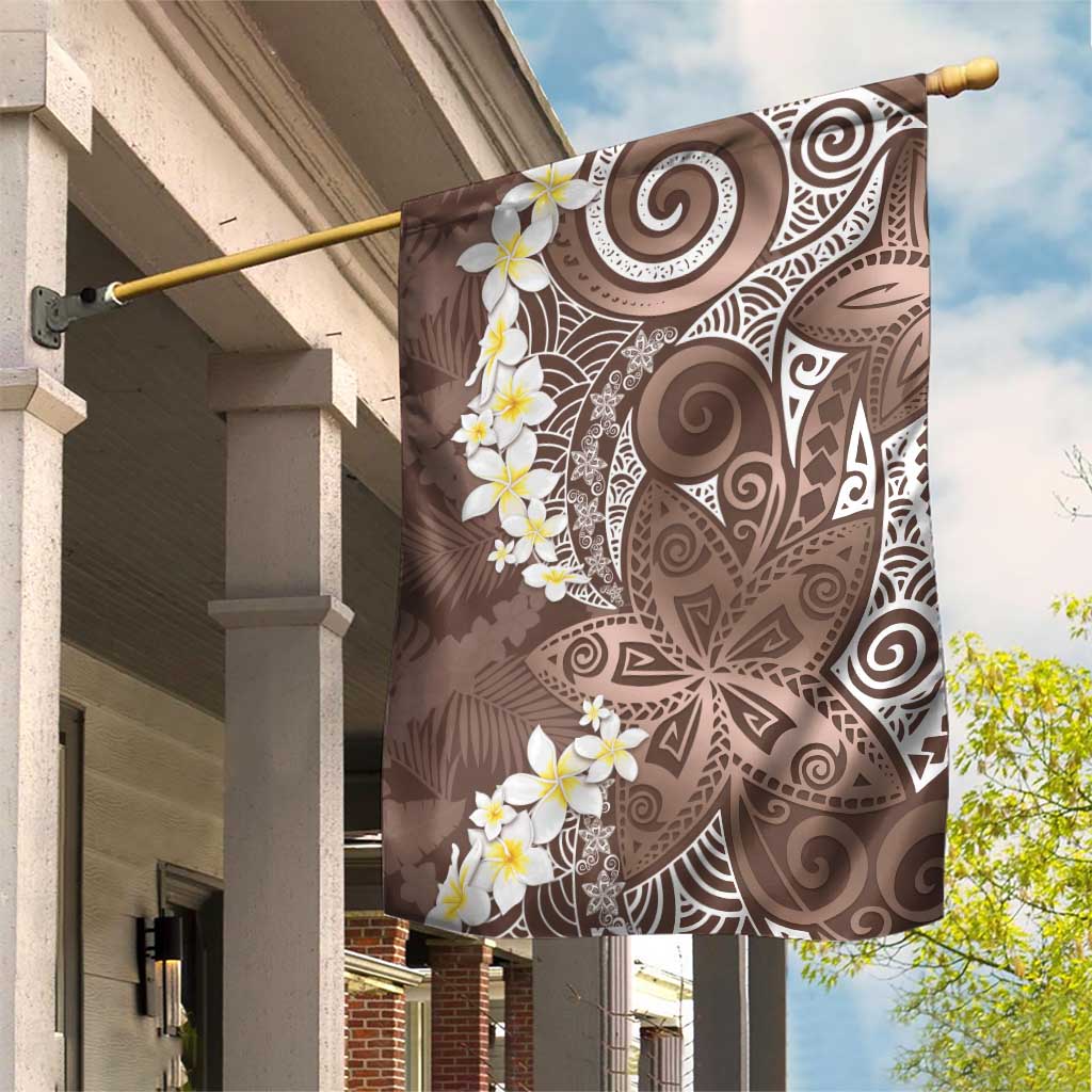Mocha Mousse Polynesian Tribal Frangipani Tropical Vibe Garden Flag LT14 House Flag Mocha Mousse - Polynesian Pride