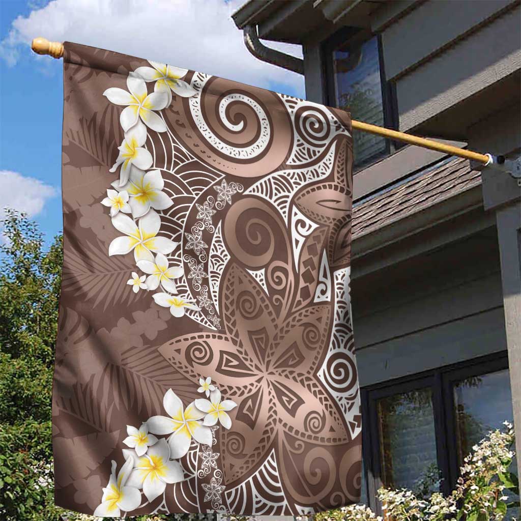 Mocha Mousse Polynesian Tribal Frangipani Tropical Vibe Garden Flag LT14 - Polynesian Pride