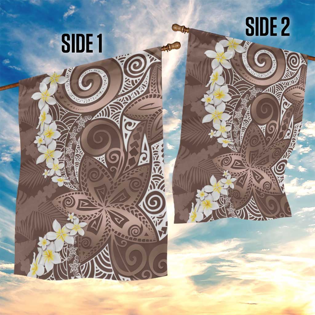 Mocha Mousse Polynesian Tribal Frangipani Tropical Vibe Garden Flag LT14 - Polynesian Pride