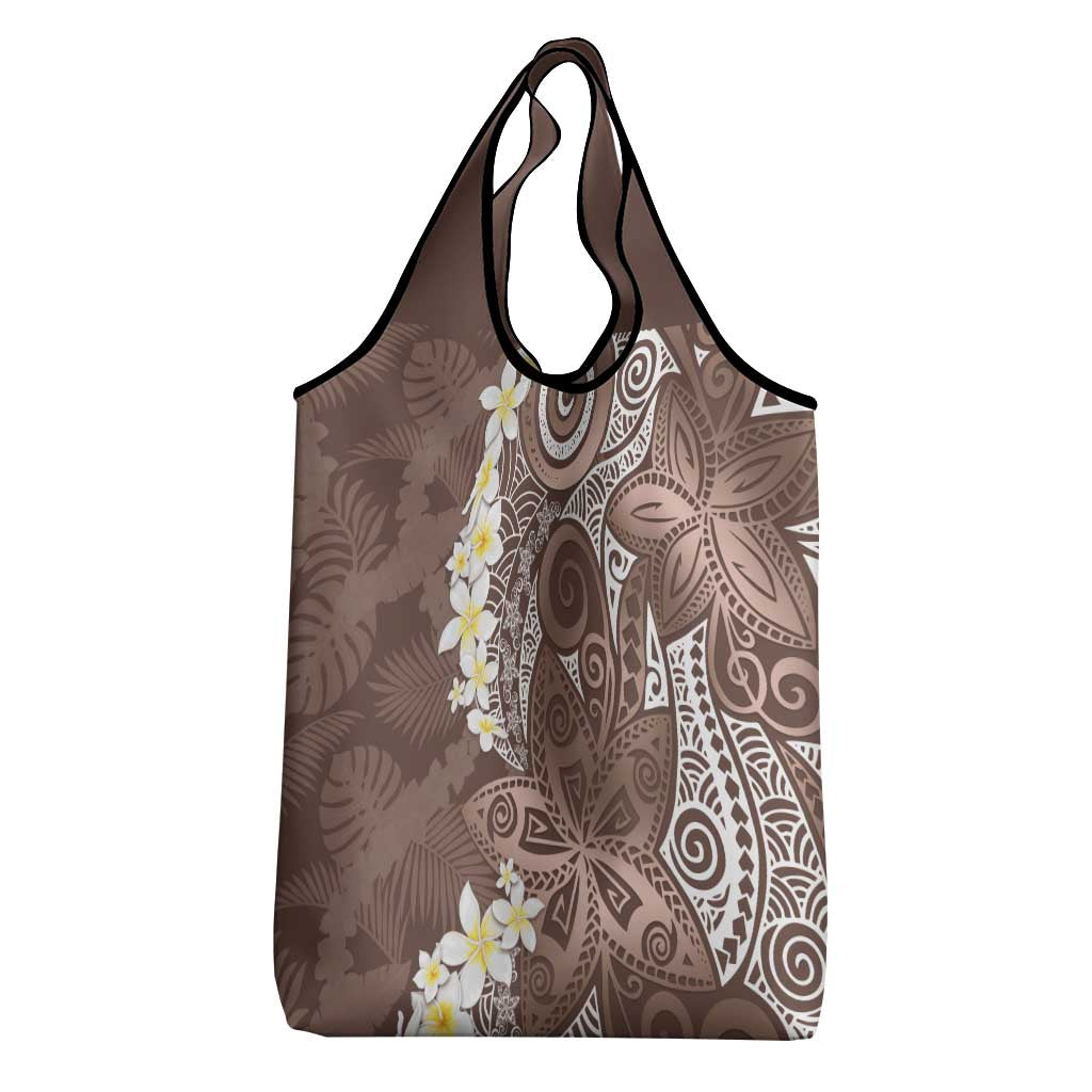 Mocha Mousse Polynesian Tribal Frangipani Tropical Vibe Grocery Bag LT14 - Polynesian Pride