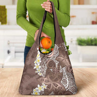 Mocha Mousse Polynesian Tribal Frangipani Tropical Vibe Grocery Bag LT14 - Polynesian Pride