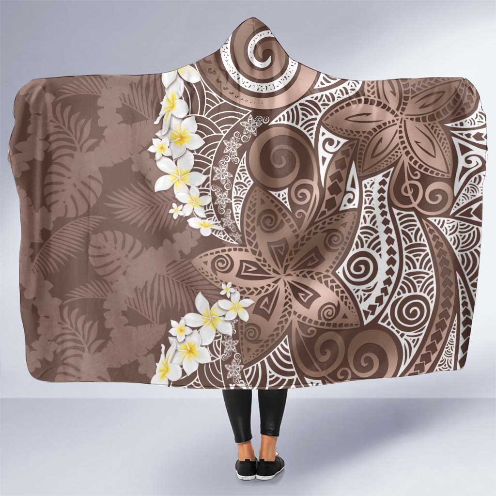 Mocha Mousse Polynesian Tribal Frangipani Tropical Vibe Hooded Blanket LT14 One Size Mocha Mousse - Polynesian Pride
