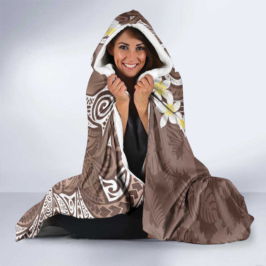 Mocha Mousse Polynesian Tribal Frangipani Tropical Vibe Hooded Blanket LT14 - Polynesian Pride