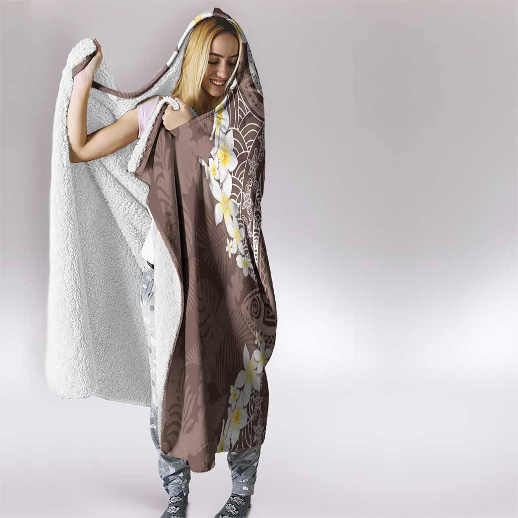 Mocha Mousse Polynesian Tribal Frangipani Tropical Vibe Hooded Blanket LT14 - Polynesian Pride