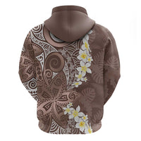 Mocha Mousse Polynesian Tribal Frangipani Tropical Vibe Hoodie