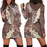 Mocha Mousse Polynesian Tribal Frangipani Tropical Vibe Hoodie Dress LT14 - Polynesian Pride