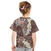 Mocha Mousse Polynesian Tribal Frangipani Tropical Vibe Kid T Shirt