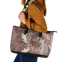 Mocha Mousse Polynesian Tribal Frangipani Tropical Vibe Leather Tote Bag LT14 Mocha Mousse - Polynesian Pride
