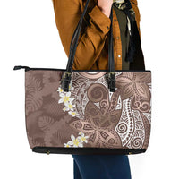 Mocha Mousse Polynesian Tribal Frangipani Tropical Vibe Leather Tote Bag LT14 - Polynesian Pride