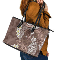 Mocha Mousse Polynesian Tribal Frangipani Tropical Vibe Leather Tote Bag LT14 - Polynesian Pride