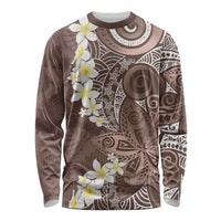 Mocha Mousse Polynesian Tribal Frangipani Tropical Vibe Long Sleeve Shirt LT14 Unisex Mocha Mousse - Polynesian Pride