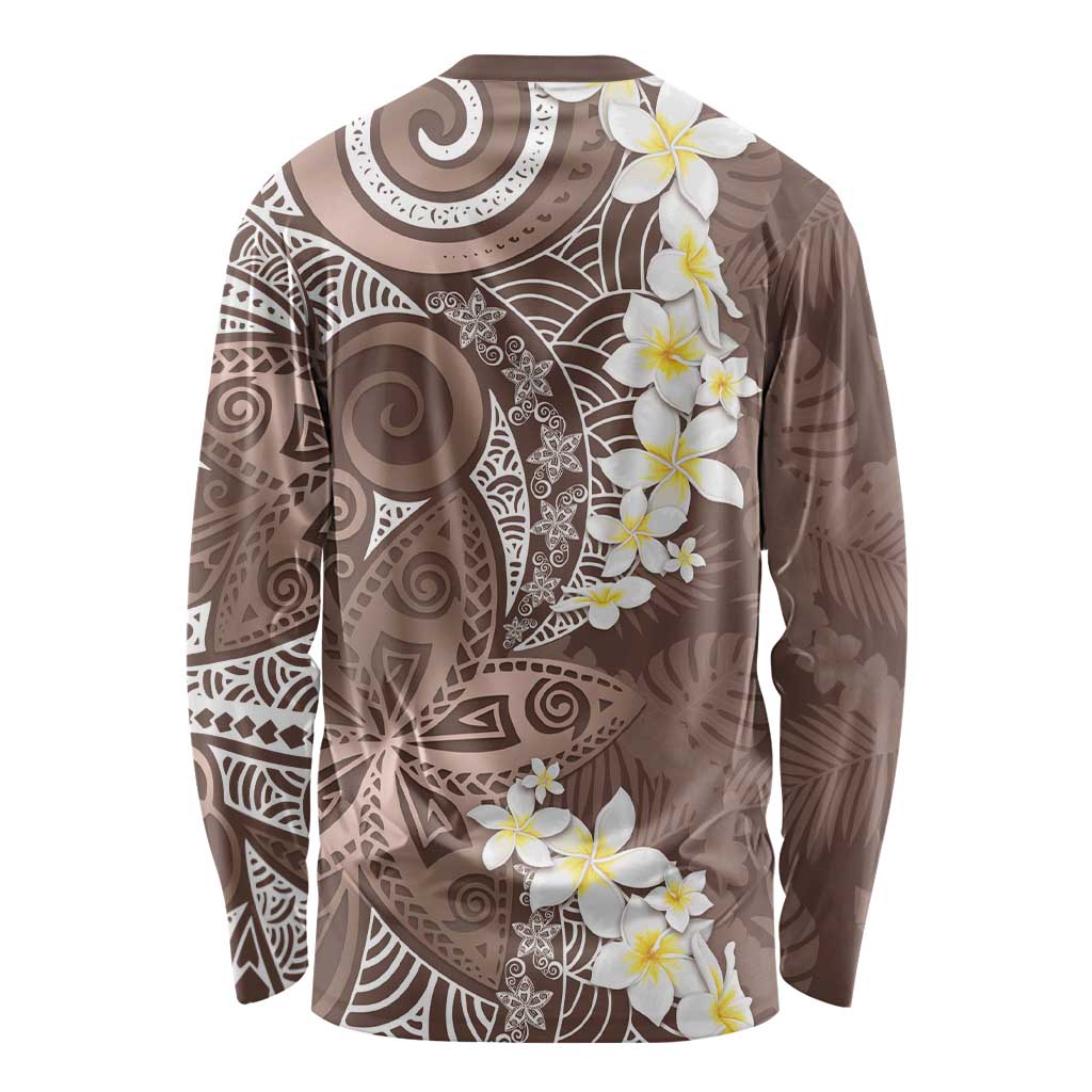Mocha Mousse Polynesian Tribal Frangipani Tropical Vibe Long Sleeve Shirt LT14 - Polynesian Pride