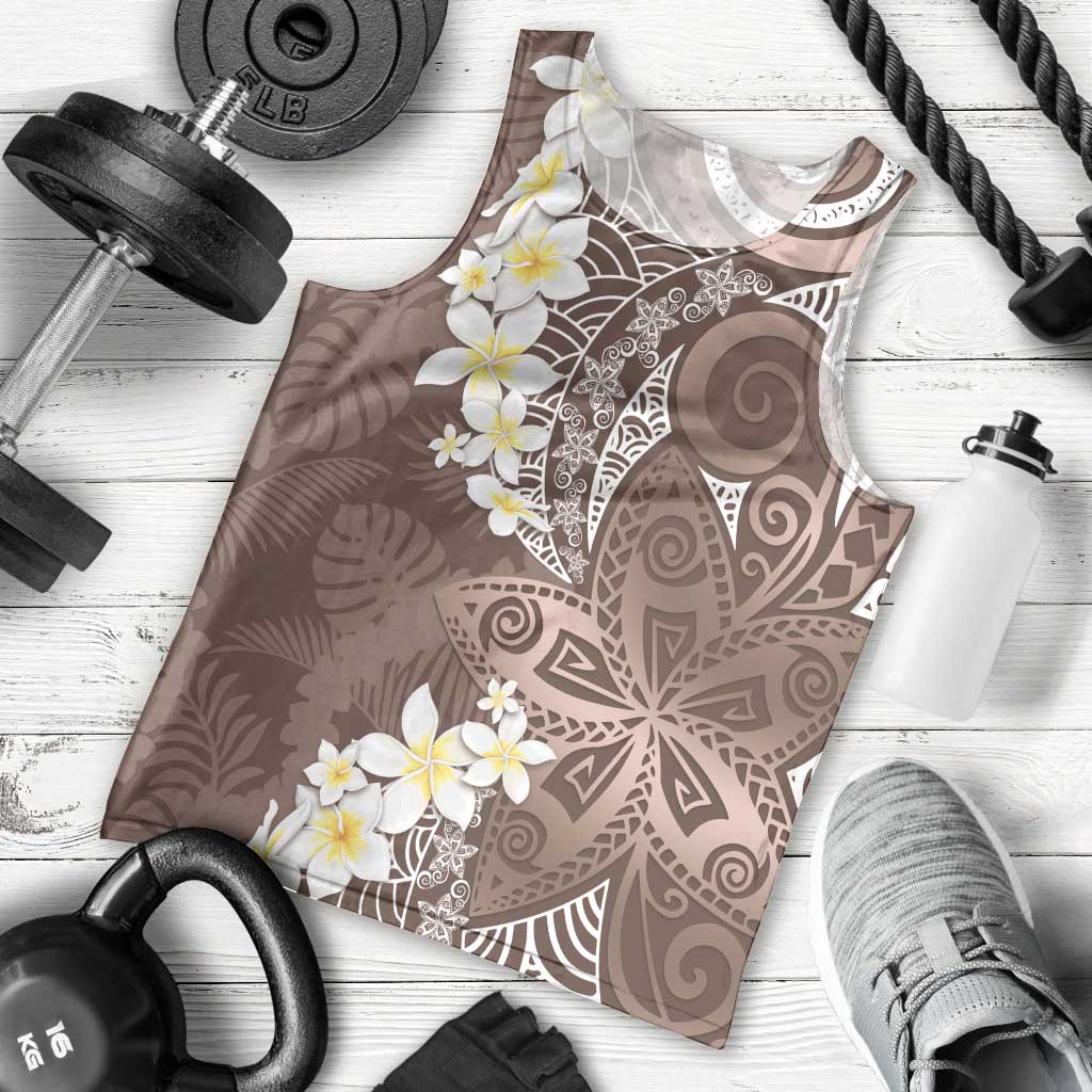 Mocha Mousse Polynesian Tribal Frangipani Tropical Vibe Men Tank Top LT14 - Polynesian Pride