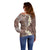 Mocha Mousse Polynesian Tribal Frangipani Tropical Vibe Off Shoulder Sweater