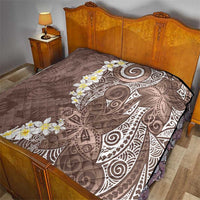 Mocha Mousse Polynesian Tribal Frangipani Tropical Vibe Quilt