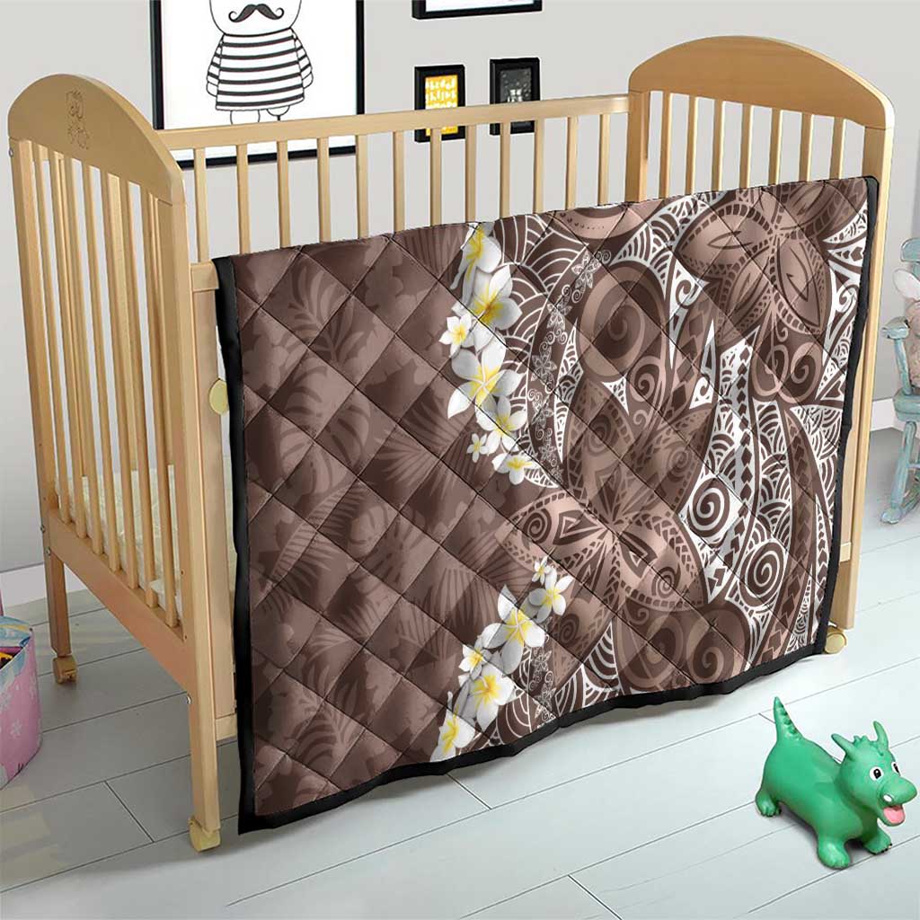 Mocha Mousse Polynesian Tribal Frangipani Tropical Vibe Quilt