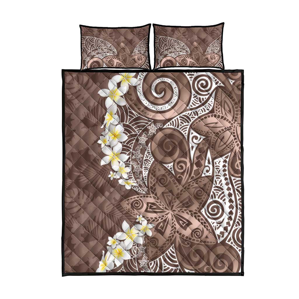 Mocha Mousse Polynesian Tribal Frangipani Tropical Vibe Quilt Bed Set LT14 - Polynesian Pride
