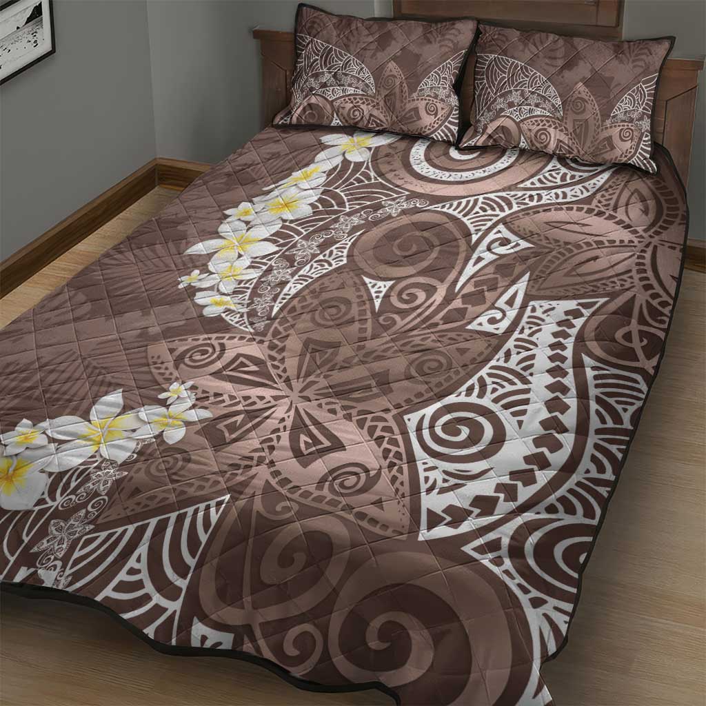 Mocha Mousse Polynesian Tribal Frangipani Tropical Vibe Quilt Bed Set LT14 - Polynesian Pride