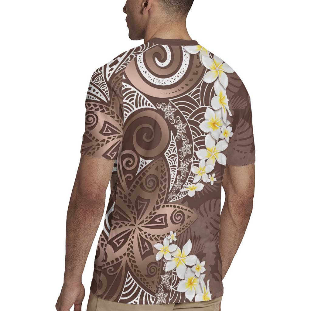 Mocha Mousse Polynesian Tribal Frangipani Tropical Vibe Rugby Jersey
