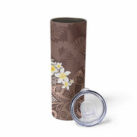 Mocha Mousse Polynesian Tribal Frangipani Tropical Vibe Skinny Tumbler