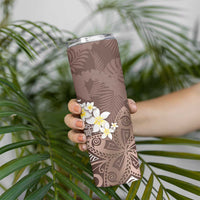 Mocha Mousse Polynesian Tribal Frangipani Tropical Vibe Skinny Tumbler