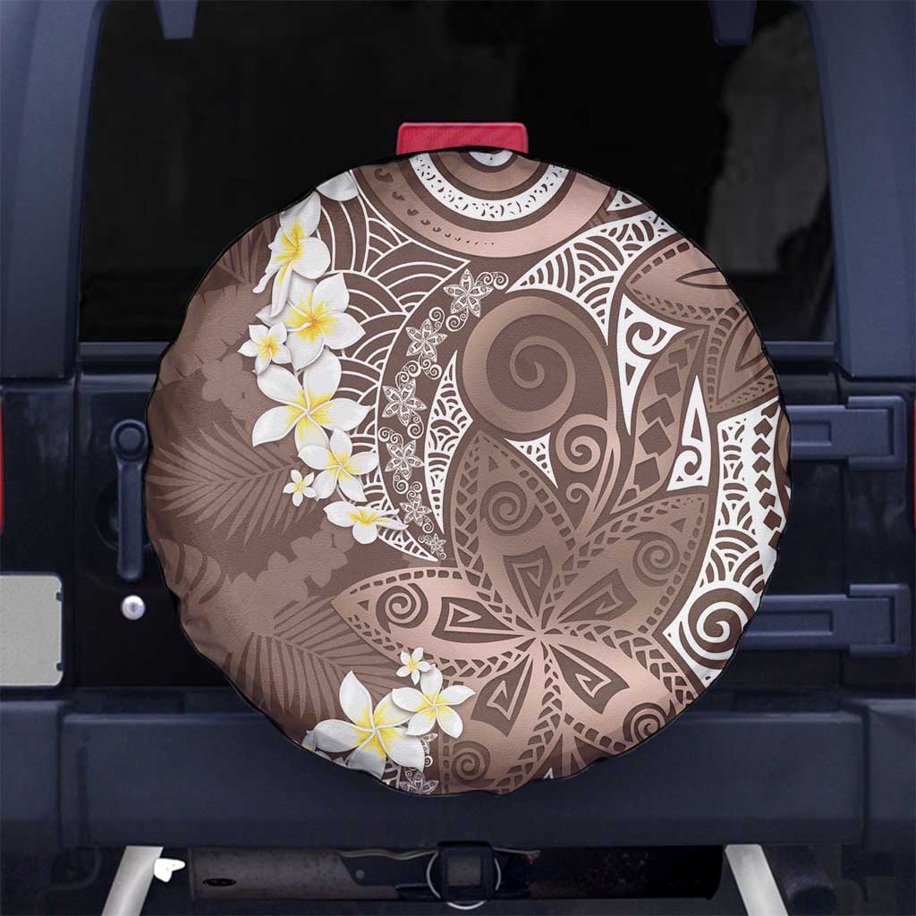 Mocha Mousse Polynesian Tribal Frangipani Tropical Vibe Spare Tire Cover LT14 No hole Mocha Mousse - Polynesian Pride