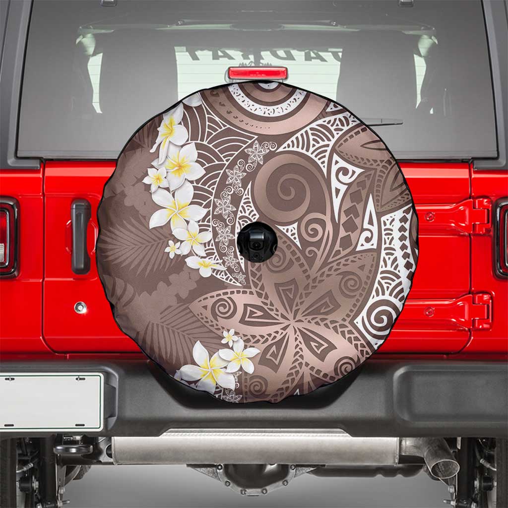 Mocha Mousse Polynesian Tribal Frangipani Tropical Vibe Spare Tire Cover LT14 - Polynesian Pride