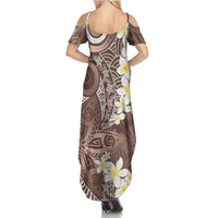 Mocha Mousse Polynesian Tribal Frangipani Tropical Vibe Summer Maxi Dress LT14 - Polynesian Pride