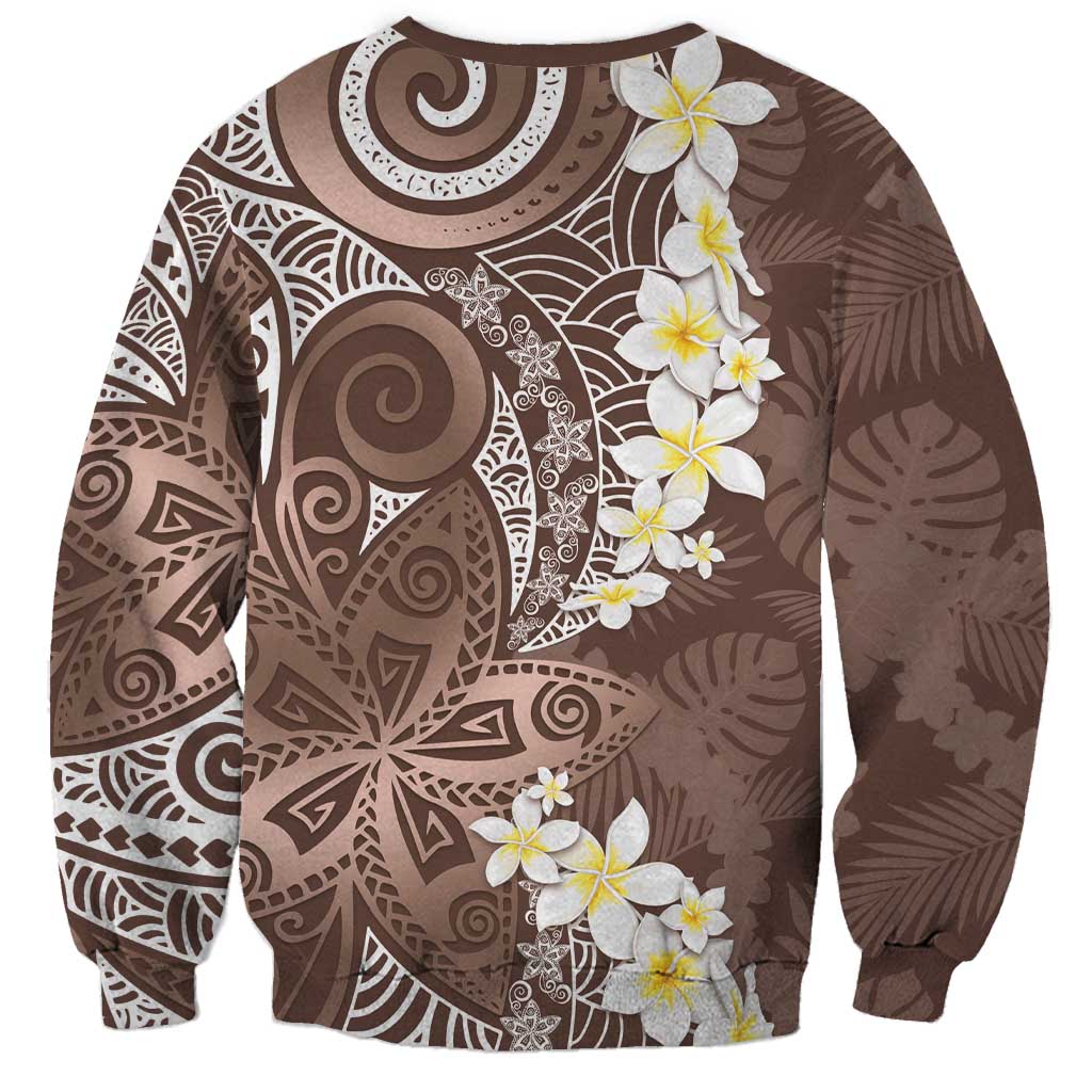 Mocha Mousse Polynesian Tribal Frangipani Tropical Vibe Sweatshirt LT14 - Polynesian Pride