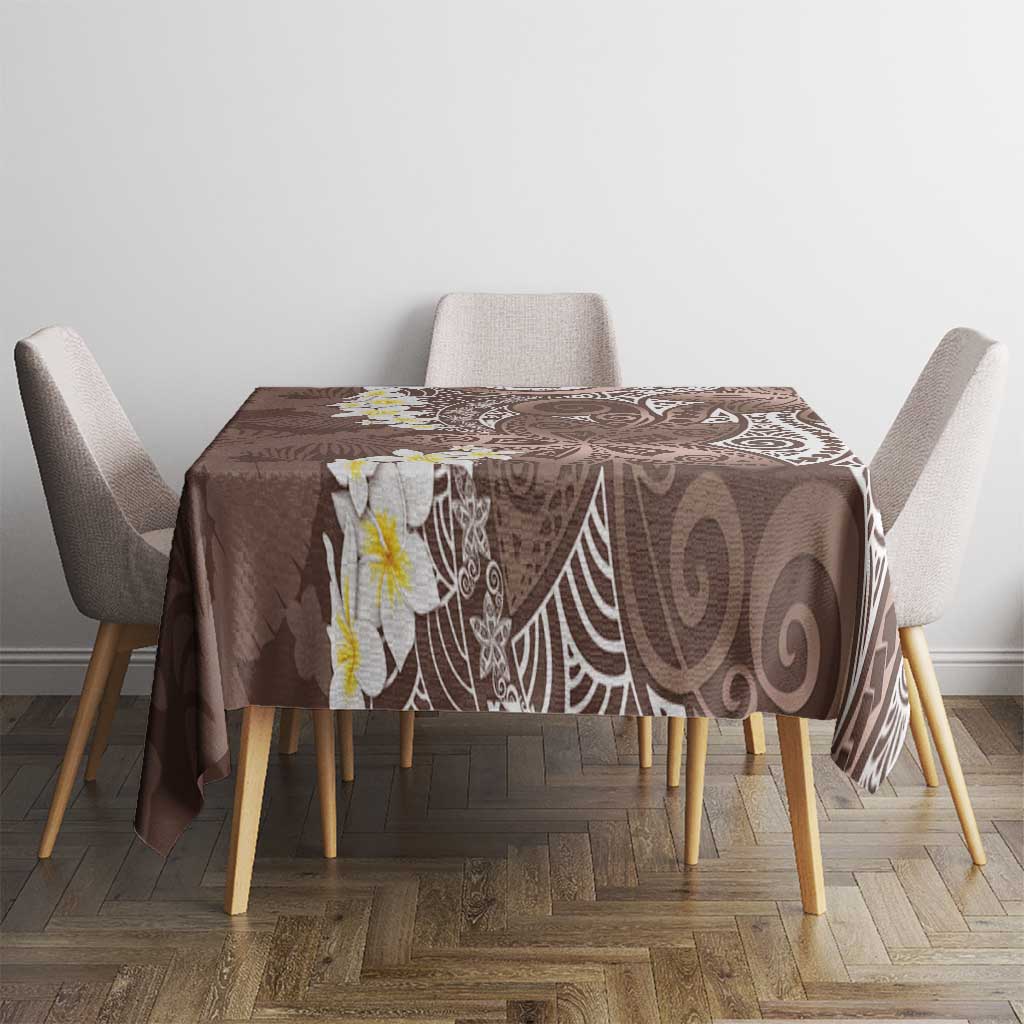 Mocha Mousse Polynesian Tribal Frangipani Tropical Vibe Tablecloth LT14 - Polynesian Pride