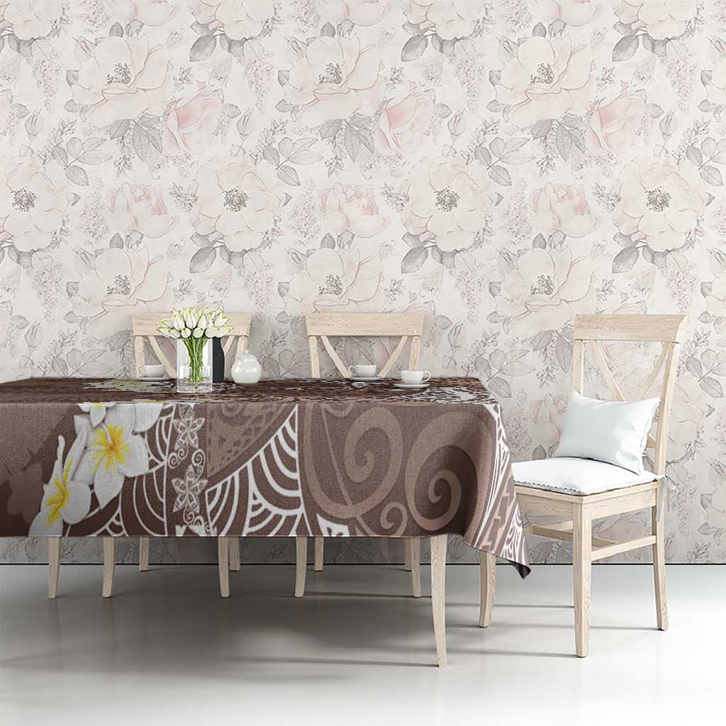 Mocha Mousse Polynesian Tribal Frangipani Tropical Vibe Tablecloth LT14 - Polynesian Pride