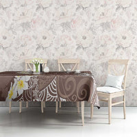 Mocha Mousse Polynesian Tribal Frangipani Tropical Vibe Tablecloth LT14 - Polynesian Pride