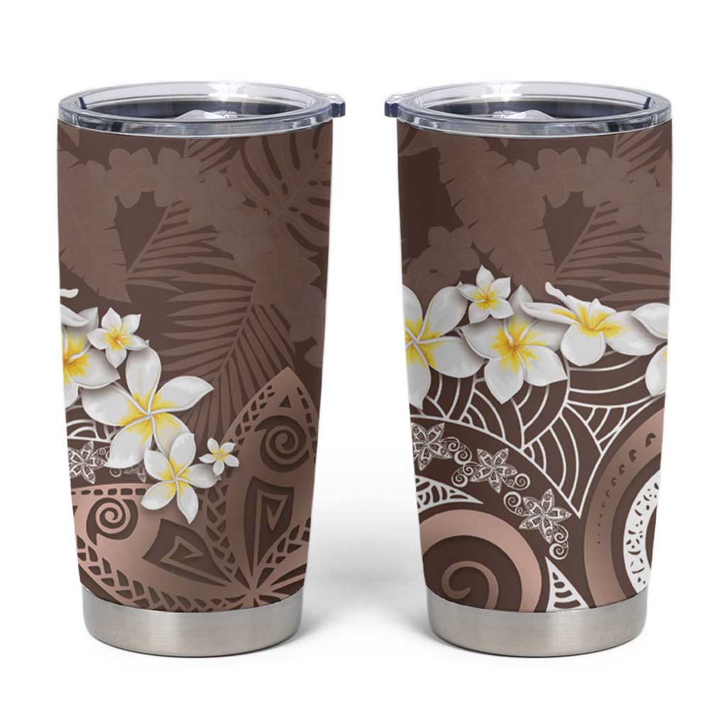 Mocha Mousse Polynesian Tribal Frangipani Tropical Vibe Tumbler Cup LT14 Mocha Mousse - Polynesian Pride