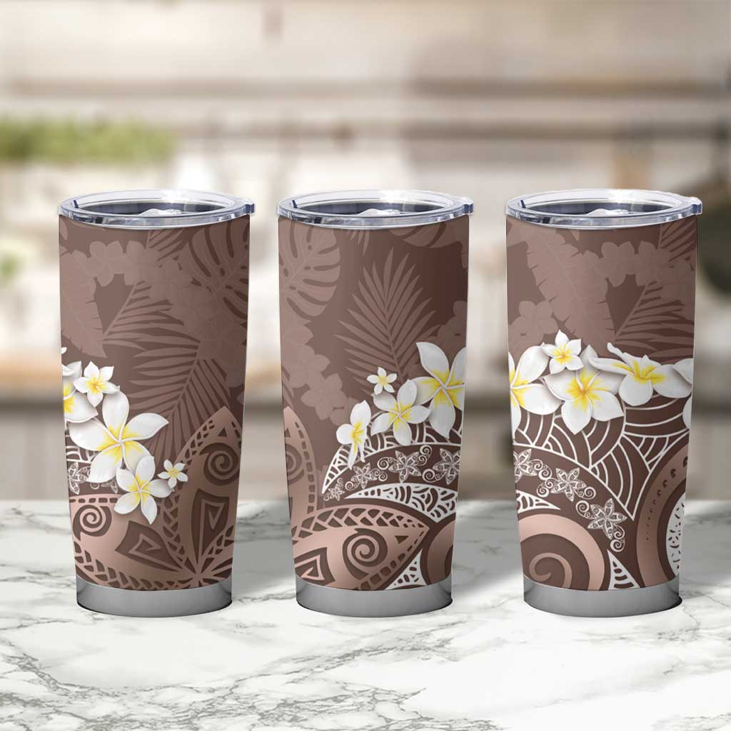 Mocha Mousse Polynesian Tribal Frangipani Tropical Vibe Tumbler Cup LT14 - Polynesian Pride