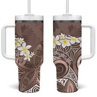 Mocha Mousse Polynesian Tribal Frangipani Tropical Vibe Tumbler With Handle LT14 One Size: 40 oz Mocha Mousse - Polynesian Pride