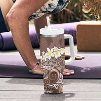 Mocha Mousse Polynesian Tribal Frangipani Tropical Vibe Tumbler With Handle LT14 - Polynesian Pride