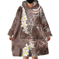 Mocha Mousse Polynesian Tribal Frangipani Tropical Vibe Wearable Blanket Hoodie LT14 - Polynesian Pride