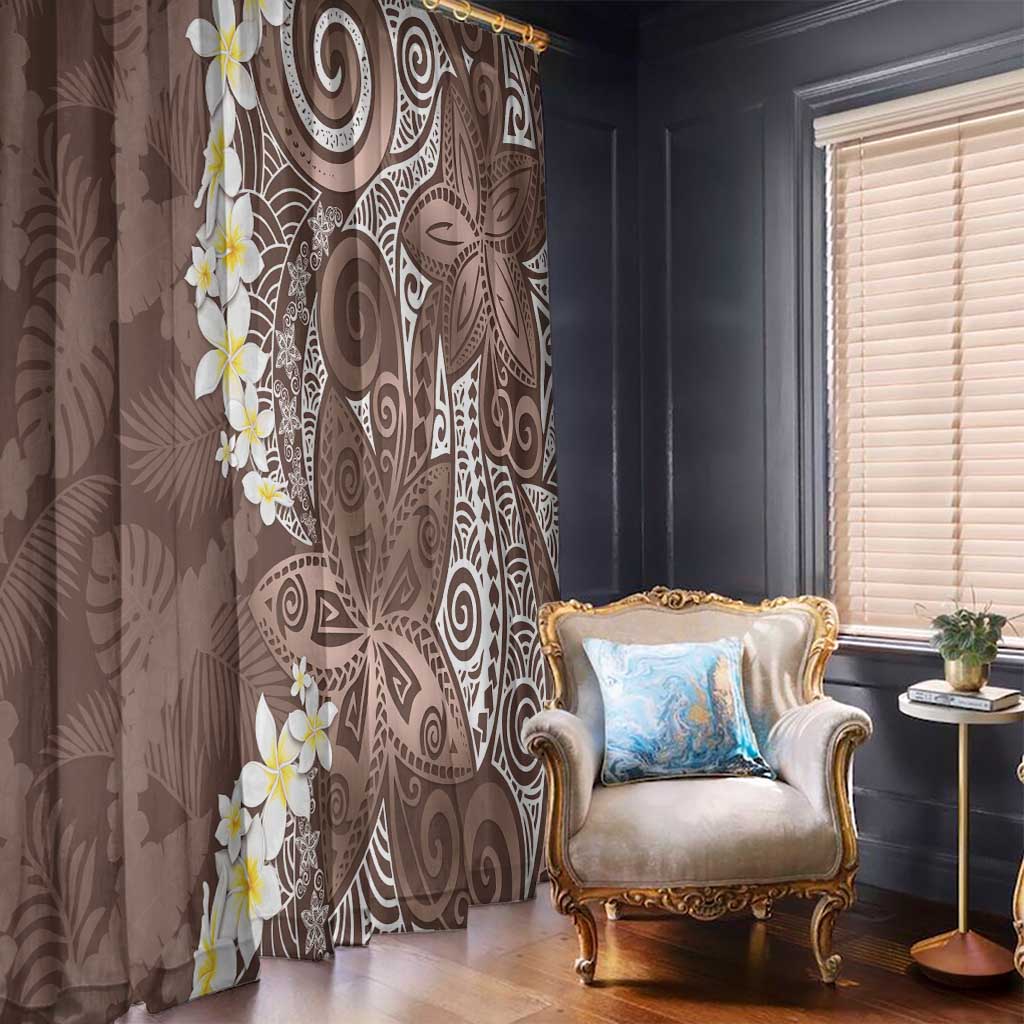Mocha Mousse Polynesian Tribal Frangipani Tropical Vibe Window Curtain LT14 - Polynesian Pride