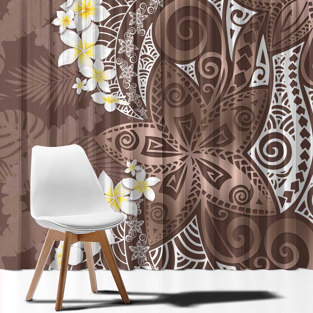 Mocha Mousse Polynesian Tribal Frangipani Tropical Vibe Window Curtain LT14 - Polynesian Pride