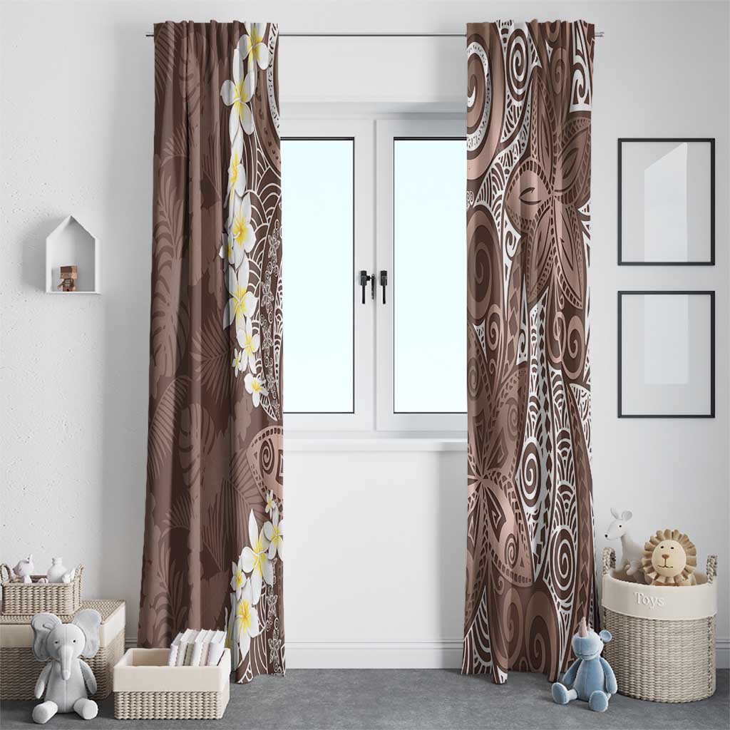 Mocha Mousse Polynesian Tribal Frangipani Tropical Vibe Window Curtain LT14 - Polynesian Pride