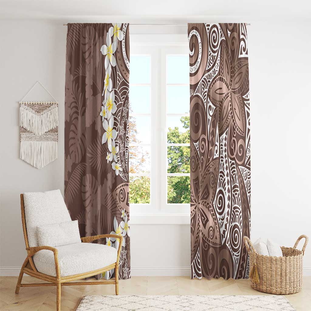 Mocha Mousse Polynesian Tribal Frangipani Tropical Vibe Window Curtain LT14 - Polynesian Pride