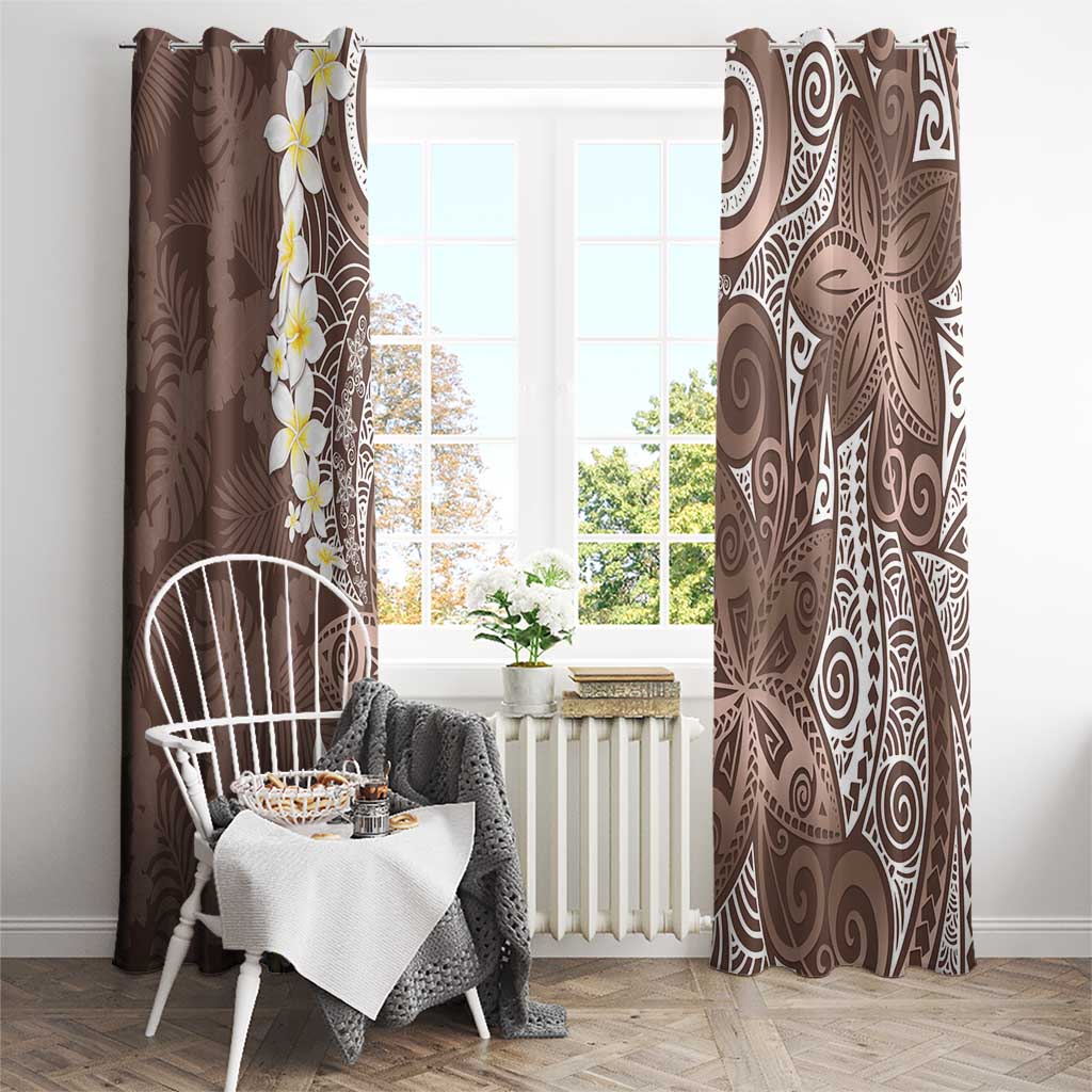 Mocha Mousse Polynesian Tribal Frangipani Tropical Vibe Window Curtain LT14 - Polynesian Pride