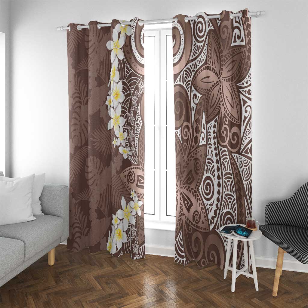 Mocha Mousse Polynesian Tribal Frangipani Tropical Vibe Window Curtain LT14 With Grommets Mocha Mousse - Polynesian Pride