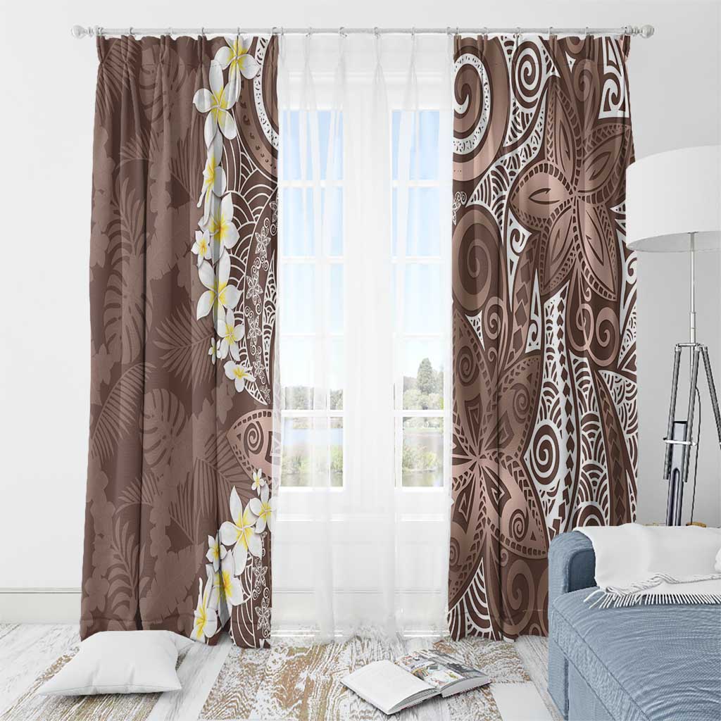 Mocha Mousse Polynesian Tribal Frangipani Tropical Vibe Window Curtain LT14 - Polynesian Pride