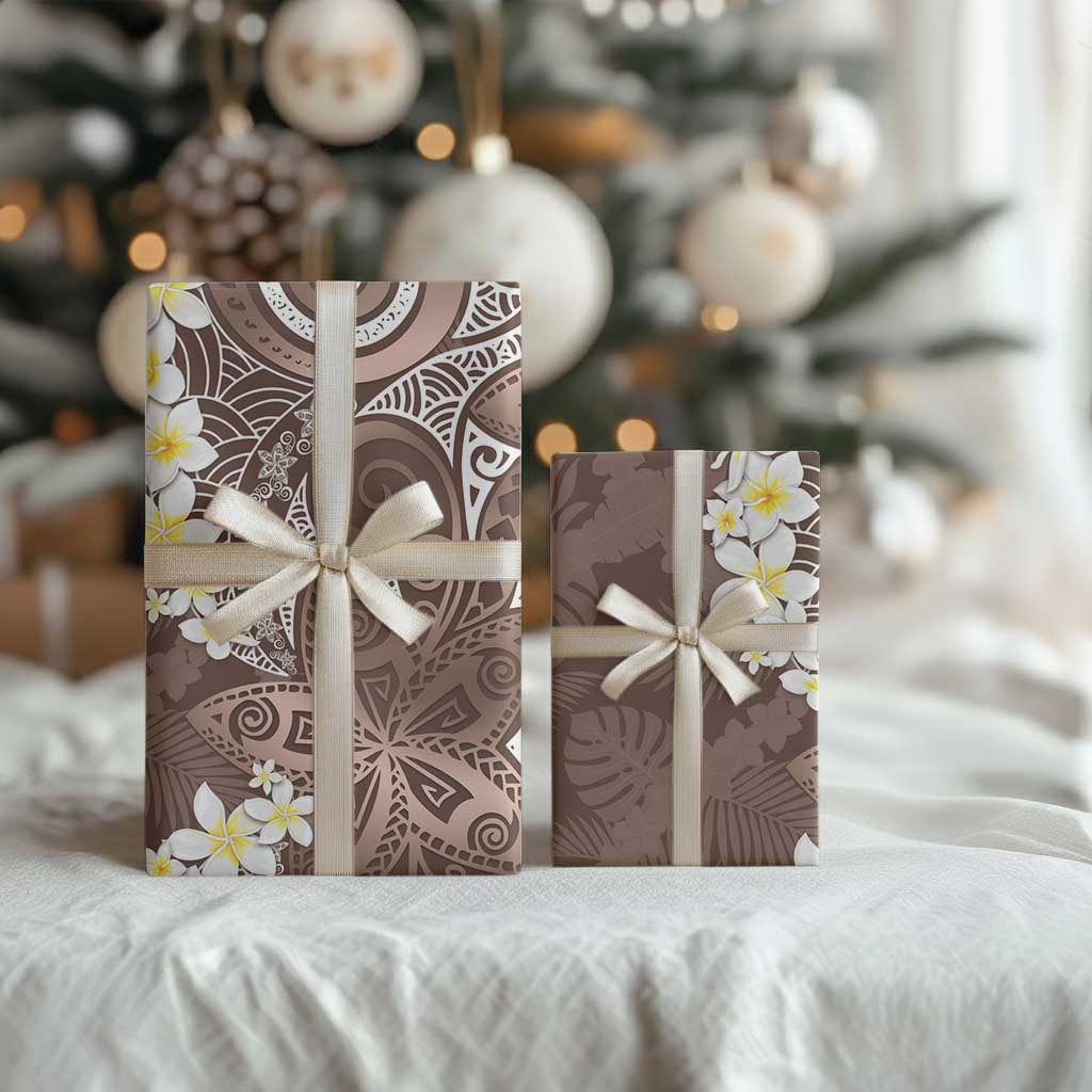 Mocha Mousse Polynesian Tribal Frangipani Tropical Vibe Wrapping Paper LT14 - Polynesian Pride
