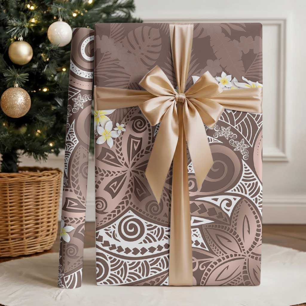 Mocha Mousse Polynesian Tribal Frangipani Tropical Vibe Wrapping Paper LT14 - Polynesian Pride
