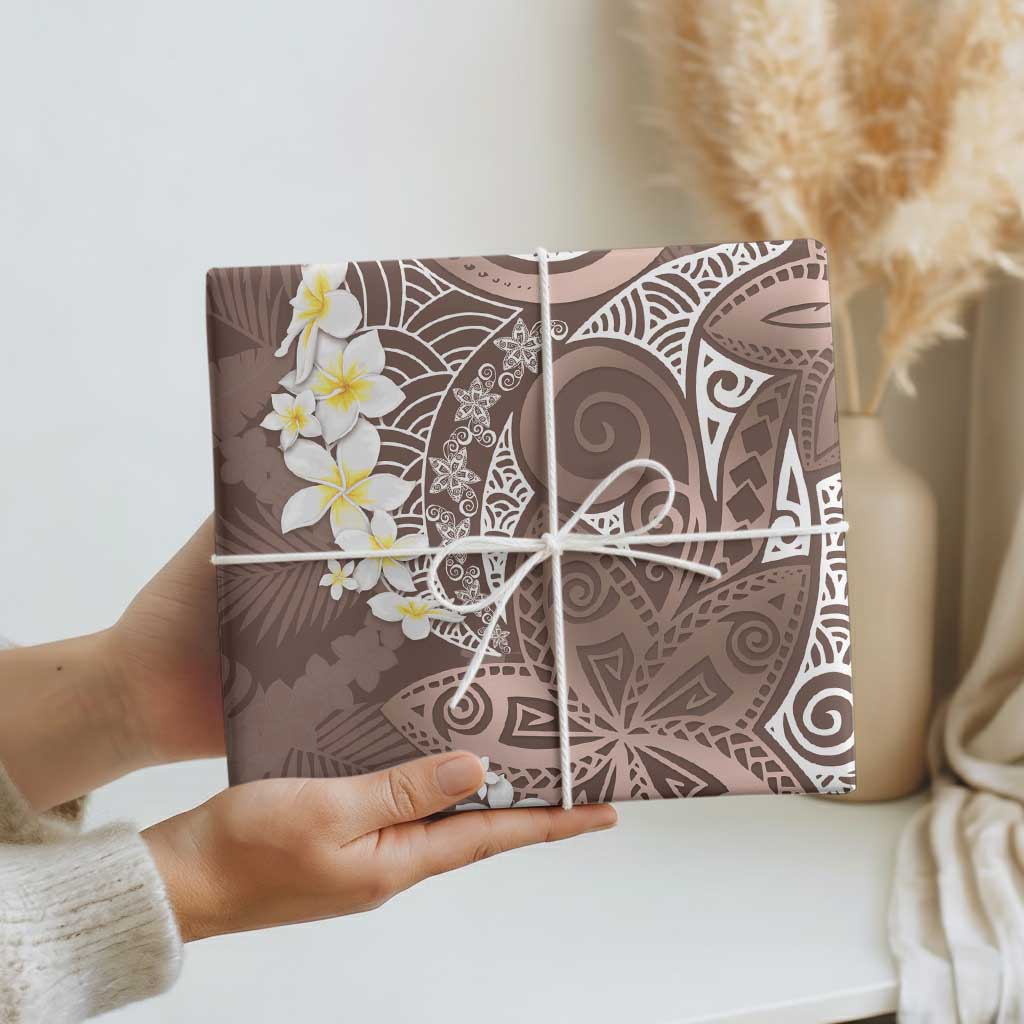Mocha Mousse Polynesian Tribal Frangipani Tropical Vibe Wrapping Paper LT14 - Polynesian Pride