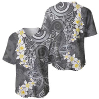 Gray Polynesian Tribal Frangipani Tropical Vibe Baseball Jersey