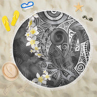 Gray Polynesian Tribal Frangipani Tropical Vibe Beach Blanket LT14 One Size 150cm Gray - Polynesian Pride