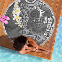 Gray Polynesian Tribal Frangipani Tropical Vibe Beach Blanket LT14 - Polynesian Pride